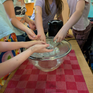 Zajęcia kształtujące świadomość ekologiczną/Krążenie wody w przyrodzie-eksperymenty-parowanie, skraplanie, zamarzanie/czerwiec 2025/0b